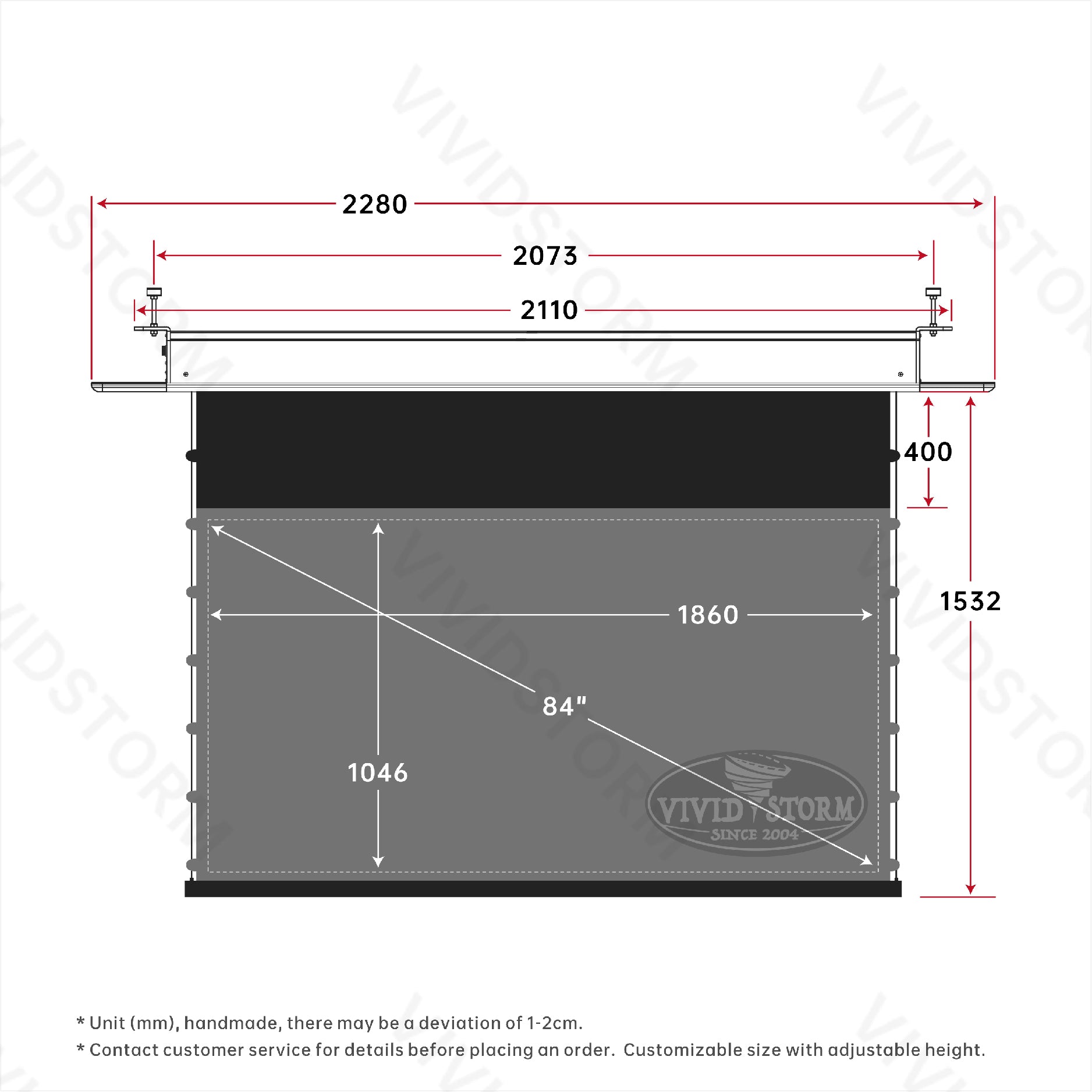 VIVIDSTORM PHANTOM Recessed In-Ceiling Motorized Tension UST ALR Projector screen