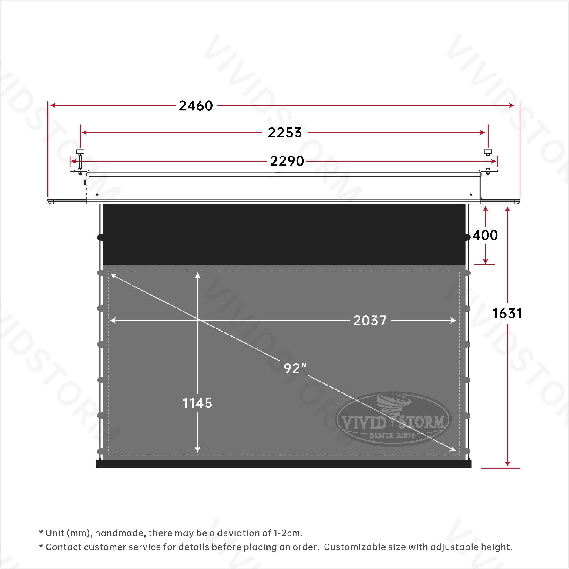 VIVIDSTORM PHANTOM Recessed In-Ceiling Motorized Tension UST ALR Projector screen