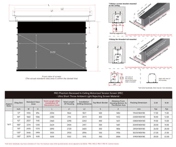 Écran de projection motorisé à tension UST ALR VIVIDSTORM PHANTOM encastré au plafond