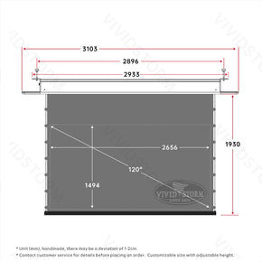 Écran de projection motorisé à longue portée VIVIDSTORM PHANTOM, encastrable au plafond, tension Obsidian ALR