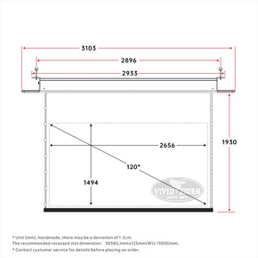 Écran de projection motorisé blanc à tension encastré au plafond VIVIDSTORM PHANTOM