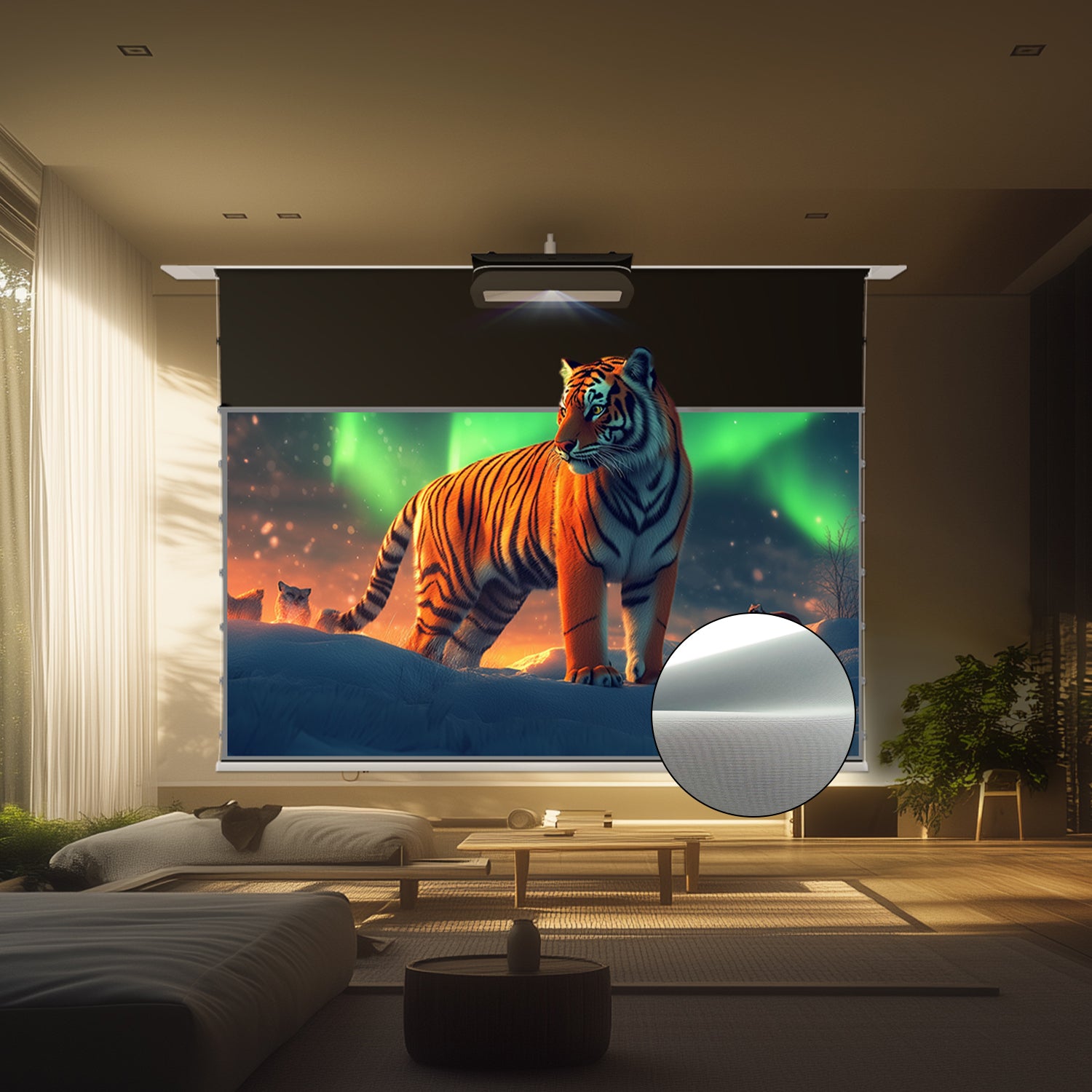 VIVIDSTORM Lite Hyper PHANTOM Recessed In-Ceiling Motorized Tension Lenticular ALR Projector Screen