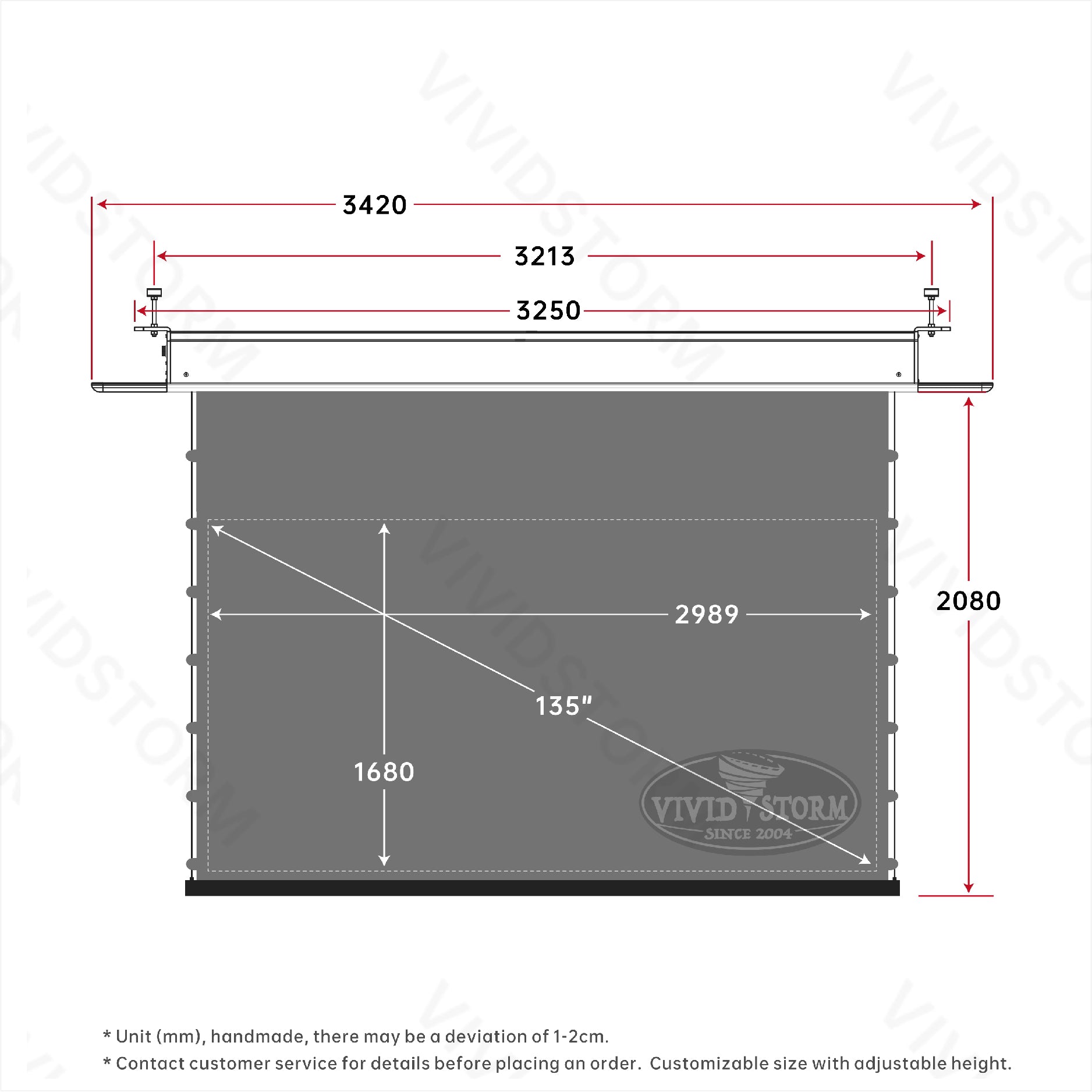 VIVIDSTORM PHANTOM Recessed In-Ceiling Motorized Tension Obsidian Long Throw ALR Projector screen
