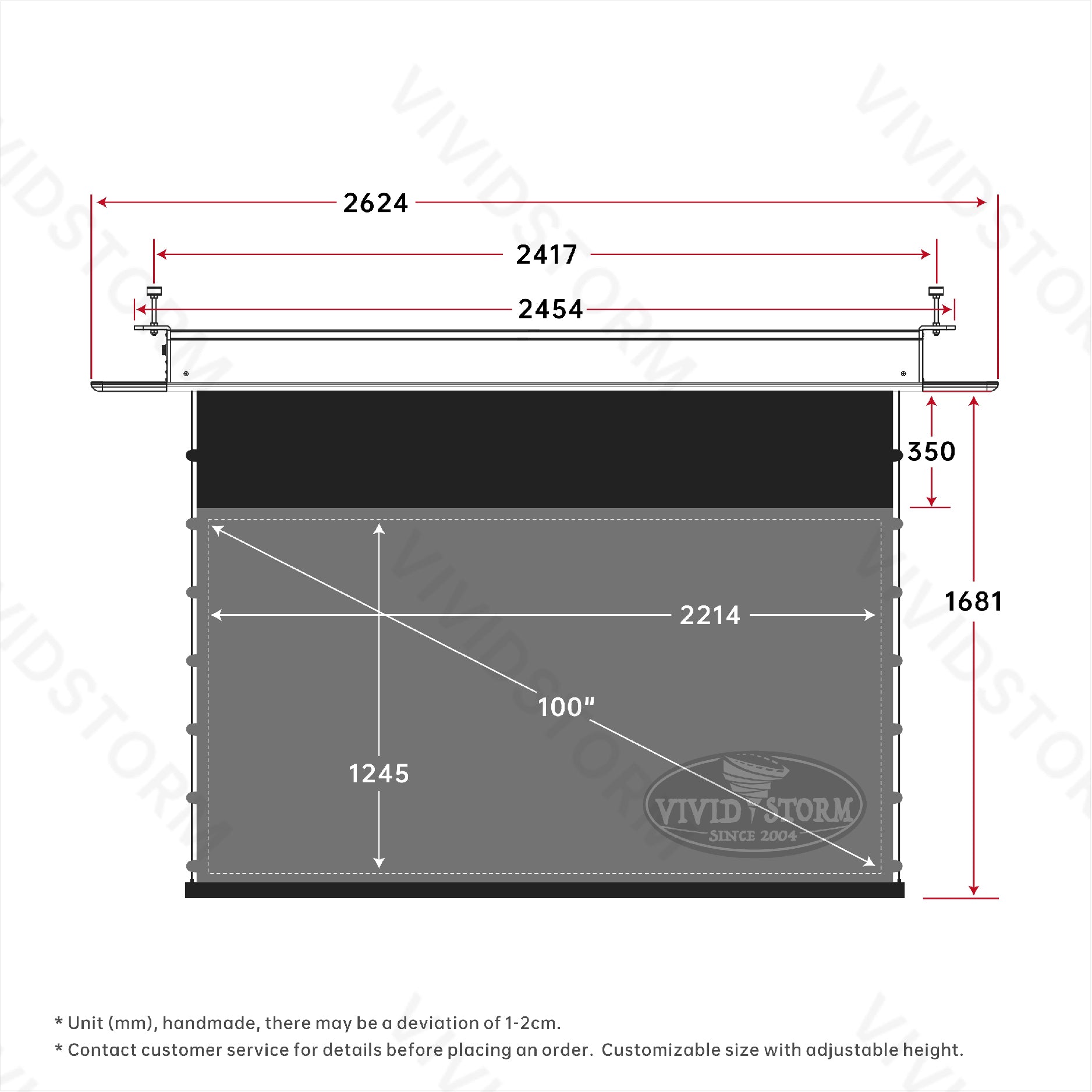 VIVIDSTORM PHANTOM Recessed In-Ceiling Motorized Tension UST ALR Projector screen