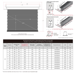 Écran de projection motorisé à longue portée VIVIDSTORM PHANTOM, encastrable au plafond, tension Obsidian ALR