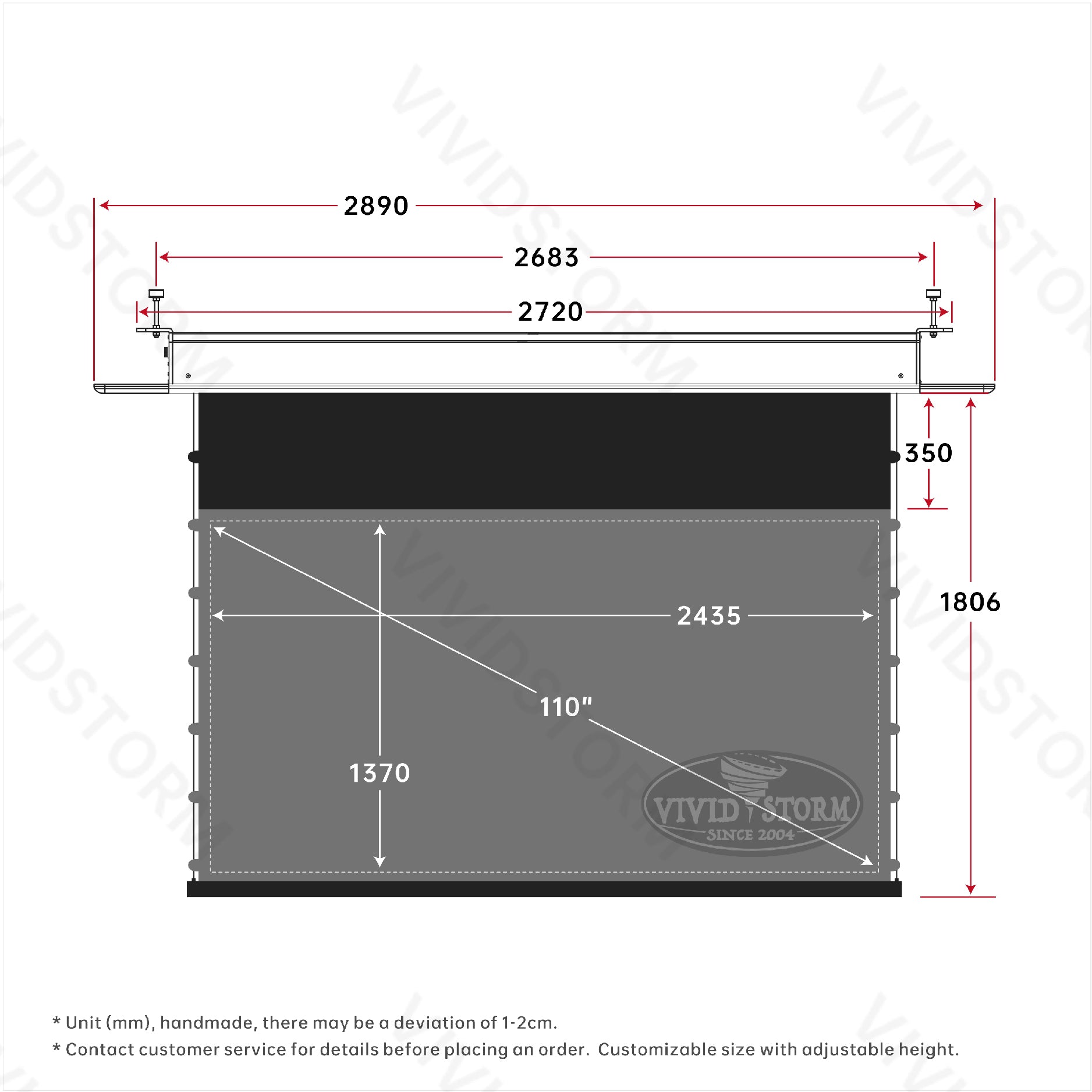 VIVIDSTORM PHANTOM Recessed In-Ceiling Motorized Tension UST ALR Projector screen