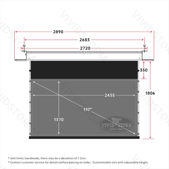 Écran de projection motorisé à tension UST ALR VIVIDSTORM PHANTOM encastré au plafond