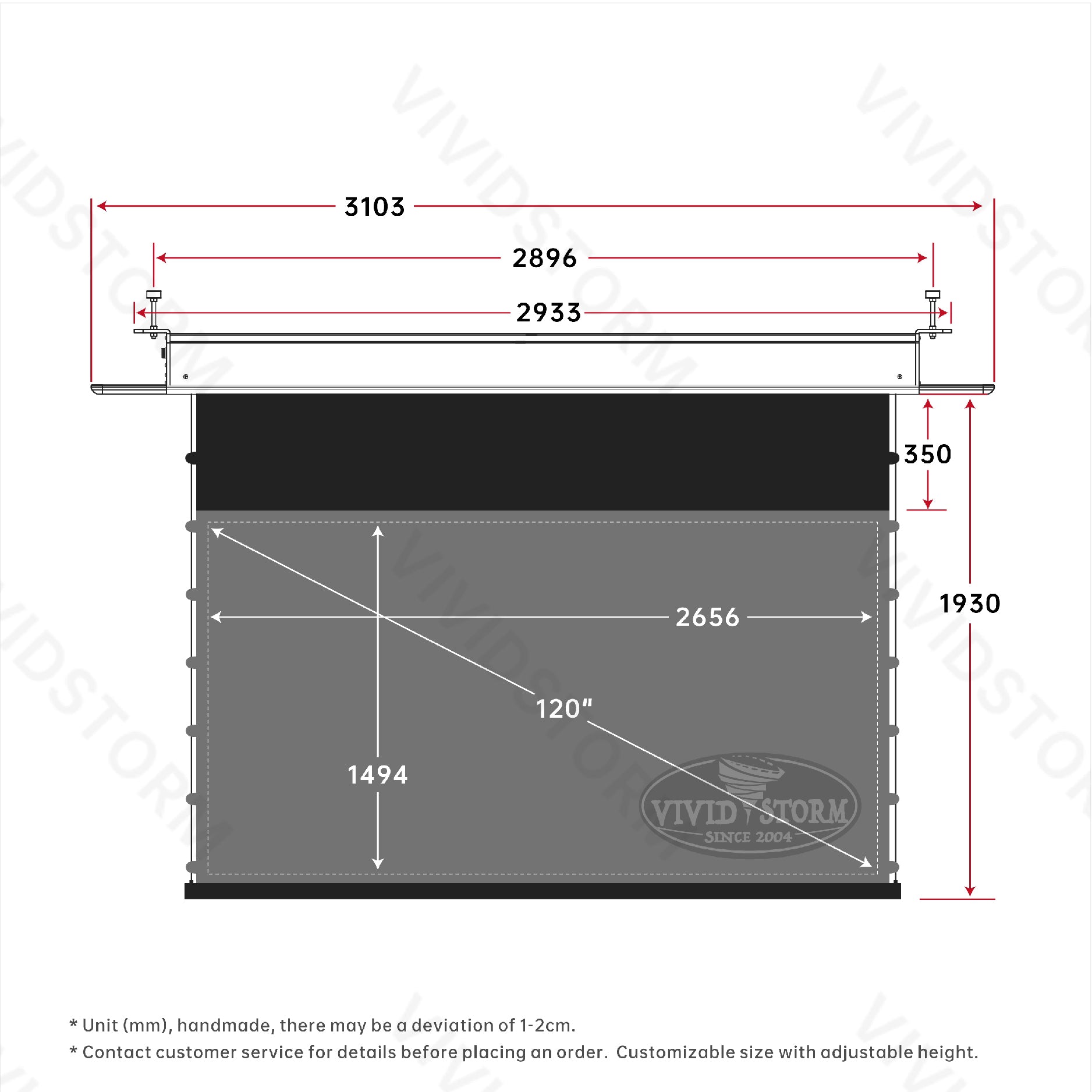 VIVIDSTORM PHANTOM Recessed In-Ceiling Motorized Tension UST ALR Projector screen