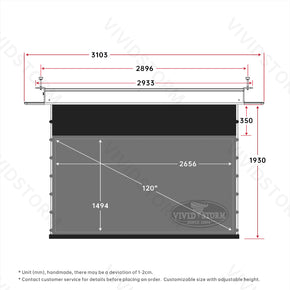 Écran de projection motorisé à tension UST ALR VIVIDSTORM PHANTOM encastré au plafond