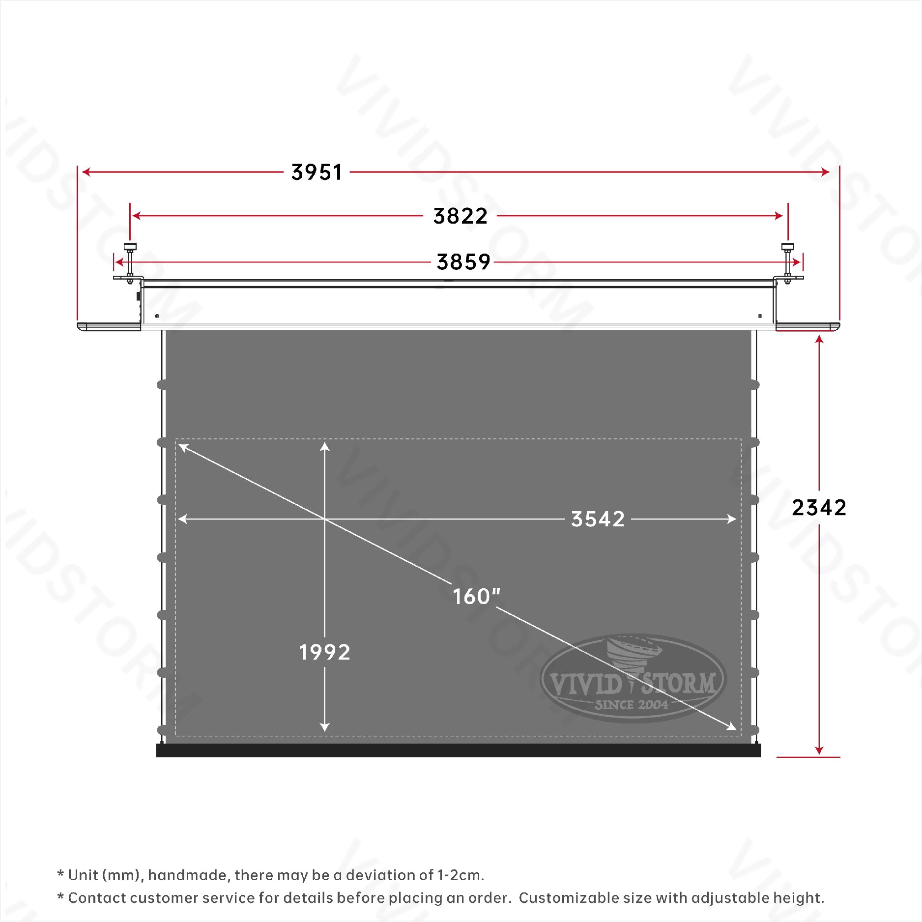VIVIDSTORM PHANTOM Recessed In-Ceiling Motorized Tension Obsidian Long Throw ALR Projector screen