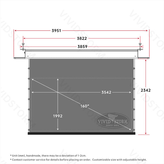 Écran de projection motorisé à longue portée VIVIDSTORM PHANTOM, encastrable au plafond, tension Obsidian ALR