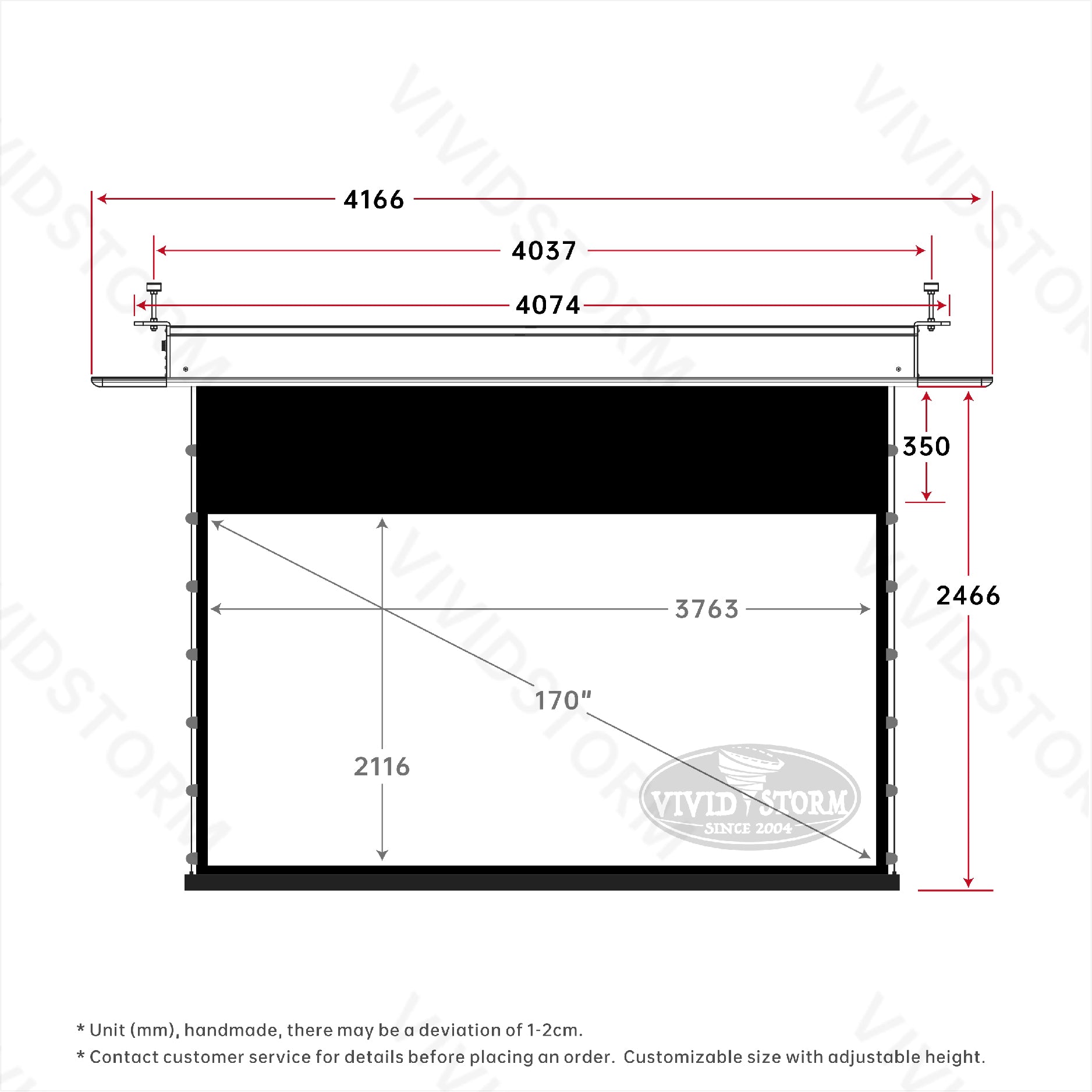 VIVIDSTORM PHANTOM Recessed In-Ceiling Motorized Tension White Cinema Projector screen