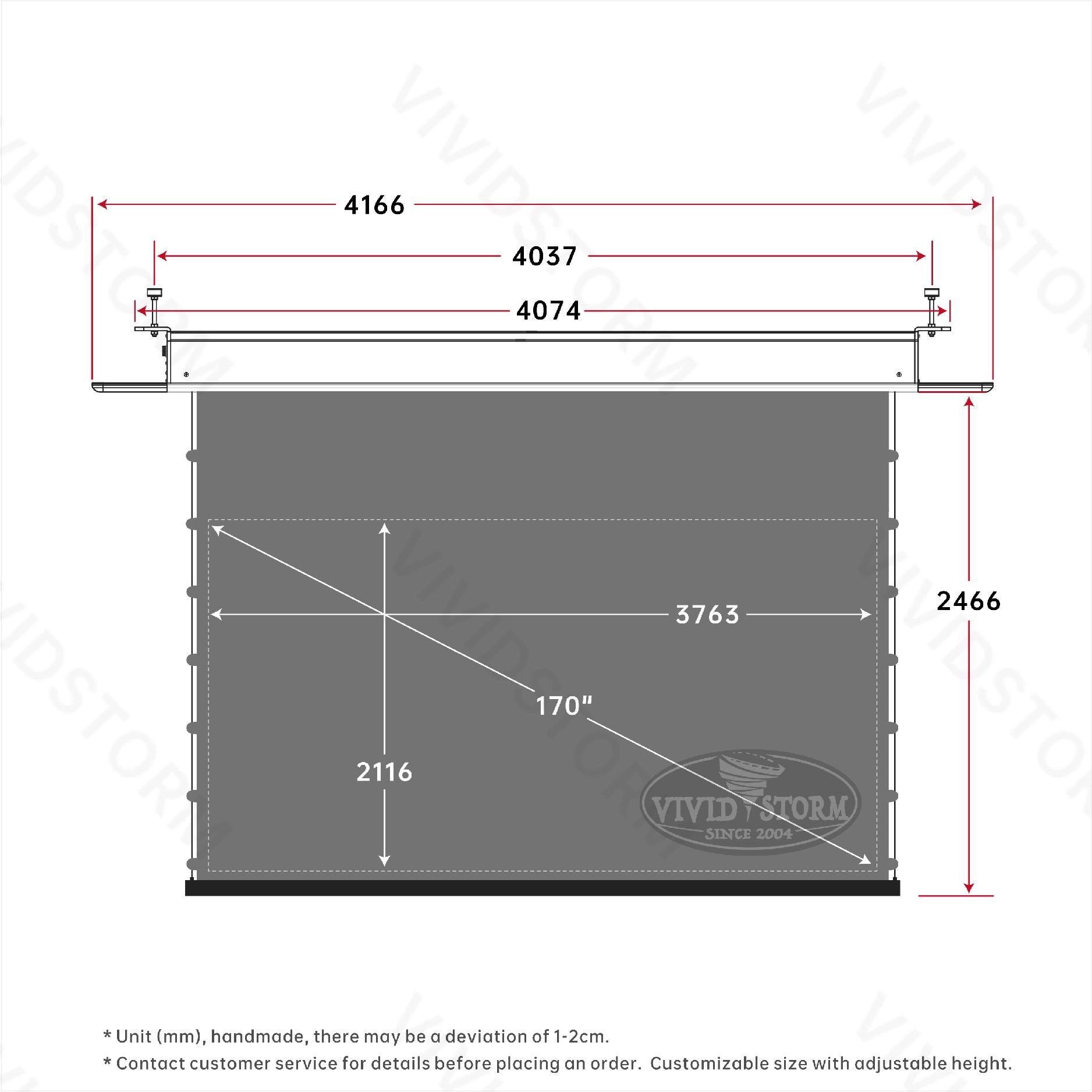 VIVIDSTORM PHANTOM Recessed In-Ceiling Motorized Tension Obsidian Long Throw ALR Projector screen