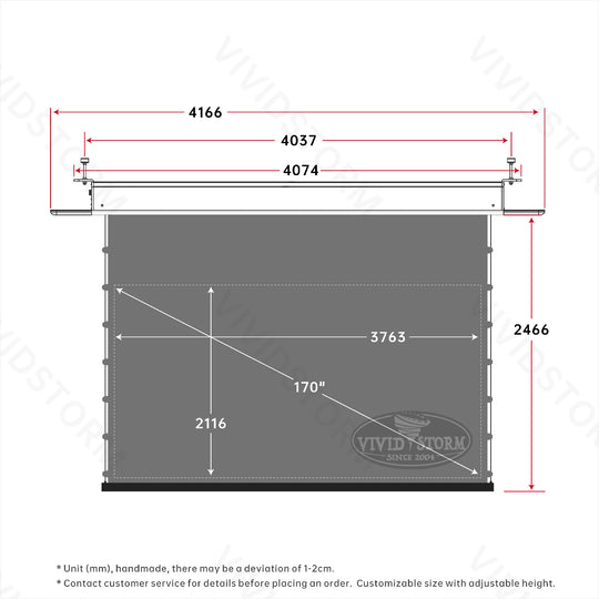 Écran de projection motorisé à longue portée VIVIDSTORM PHANTOM, encastrable au plafond, tension Obsidian ALR