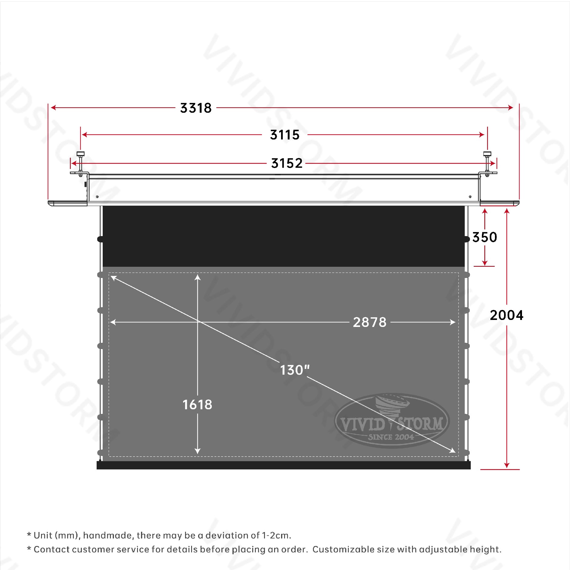 VIVIDSTORM PHANTOM Recessed In-Ceiling Motorized Tension UST ALR Projector screen