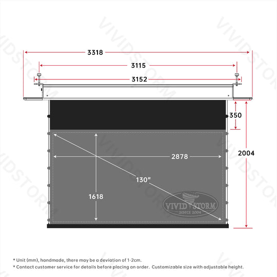 Écran de projection motorisé à tension UST ALR VIVIDSTORM PHANTOM encastré au plafond