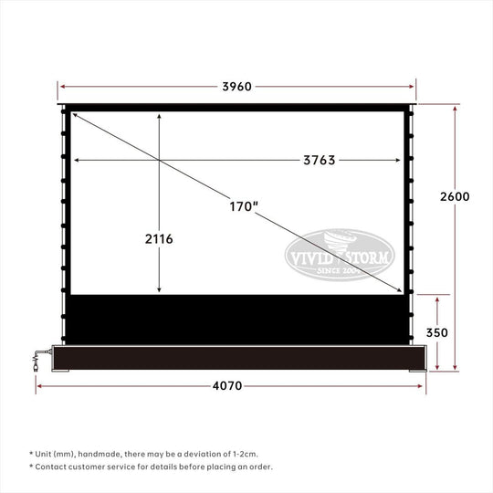 VIVIDSTORM TITAN Motorized Tension Floor Rising Projector screen-Giant size screen 160inch to 200inch - VIVIDSTORM