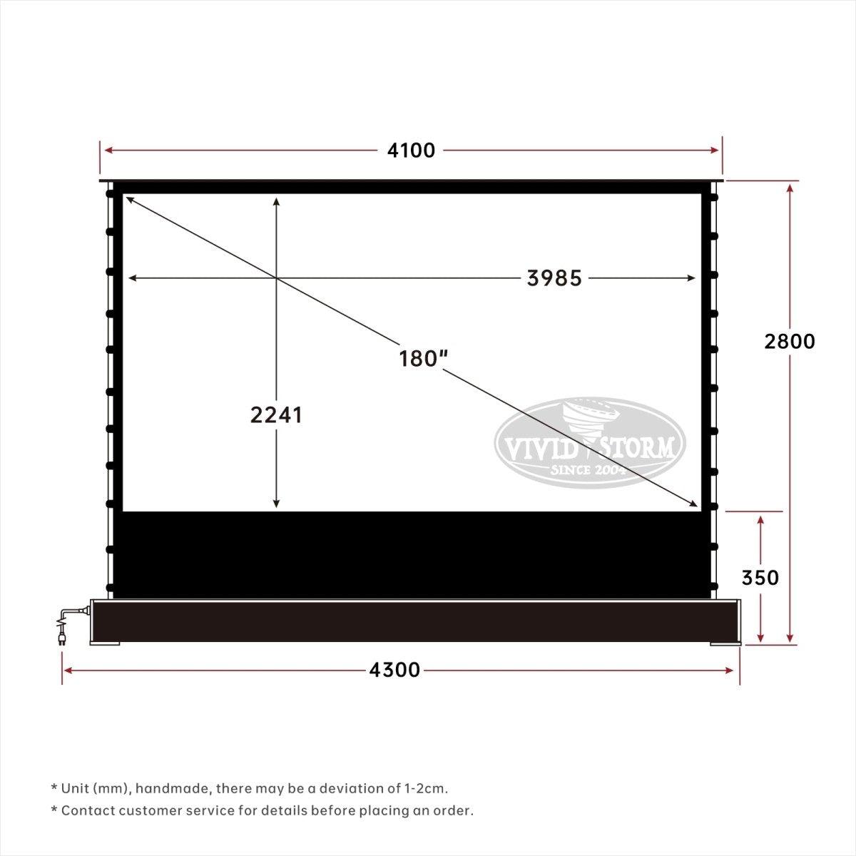 VIVIDSTORM TITAN Motorized Tension Floor Rising Projector screen-Giant size screen 160inch to 200inch - VIVIDSTORM