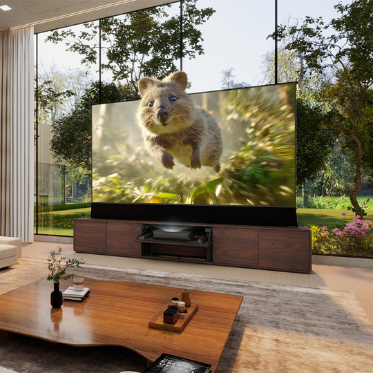 VIVIDSTORM Bundle Projector&Screen&VIVIDSTORM Motorised Laser TV Cabinet Vienna