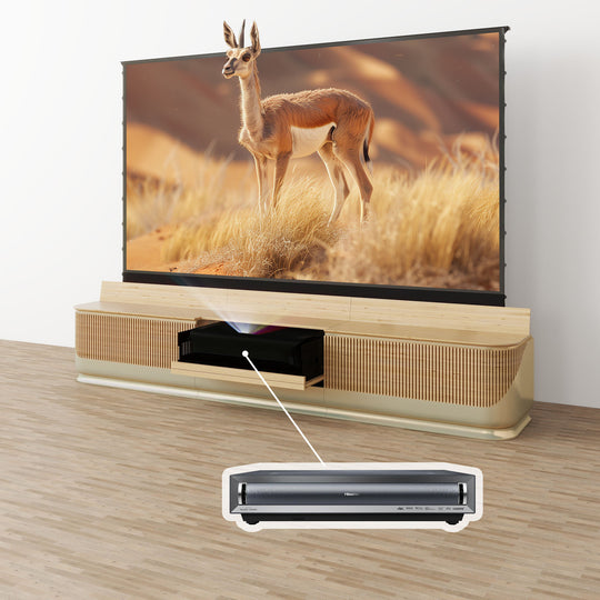 VIVIDSTORM Bundle-Projector & Screen & Fully Concealed Premium Motorized Laser TV Cabinet DUNE-Limited Edition