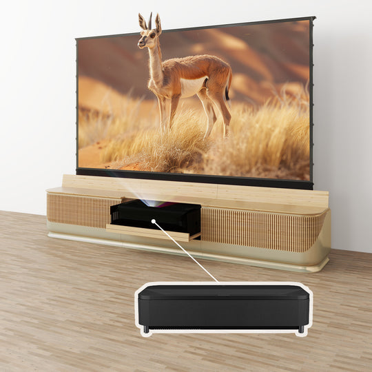 VIVIDSTORM Bundle-Projector & Screen & Fully Concealed Premium Motorized Laser TV Cabinet DUNE-Limited Edition