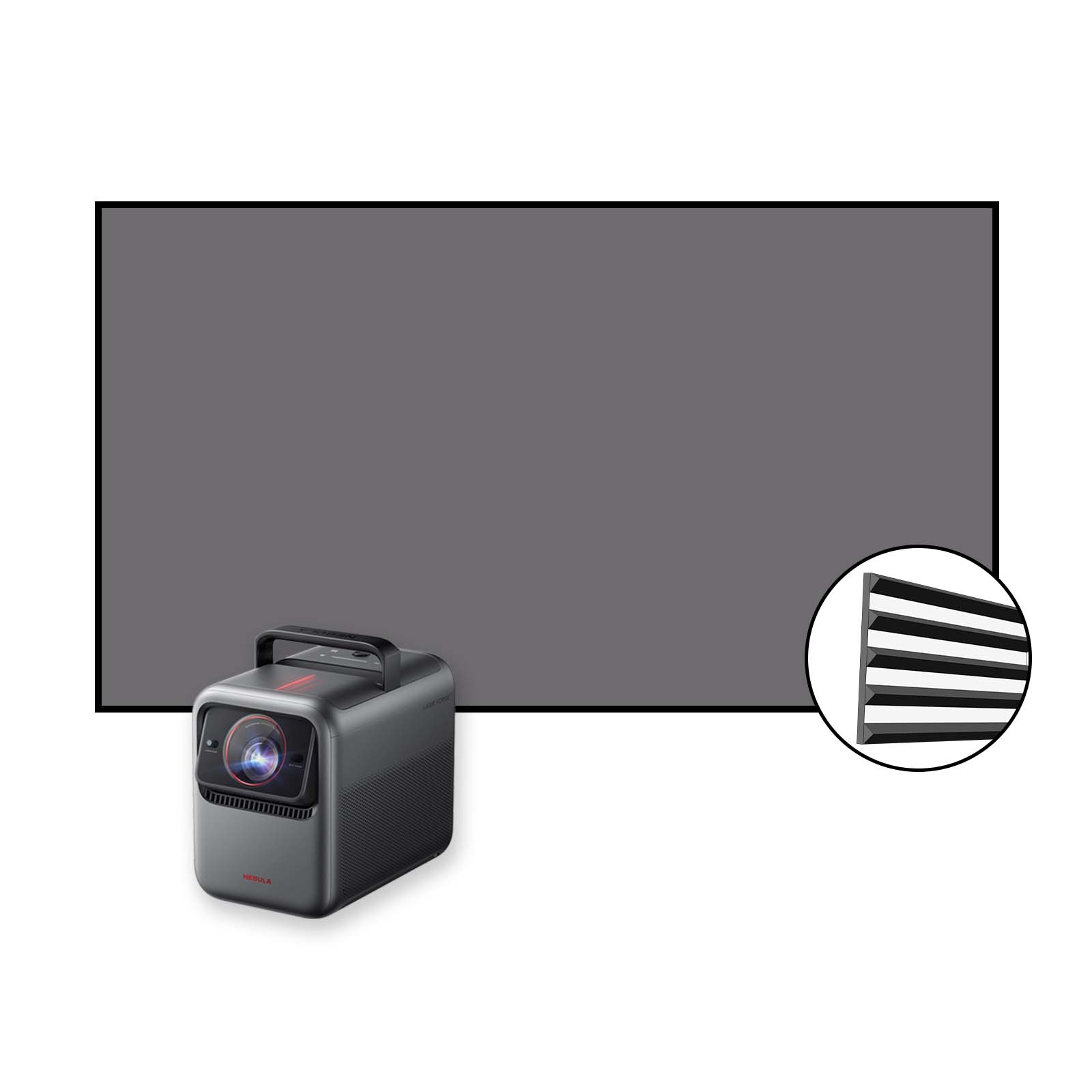 BUNDLE Anker Nebula X1 Projector & VIVIDSTORM Fusion ALR Fixed Frame Enhanced Long Throw ALR Projector Screen Pre-Order