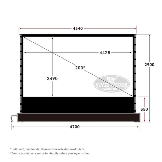 VIVIDSTORM TITAN Motorized Tension Floor Rising Projector screen-Giant size screen 160inch to 200inch - VIVIDSTORM