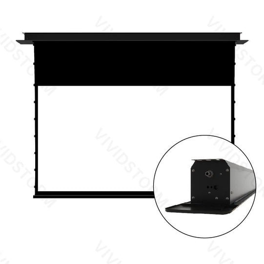 Écran de projection motorisé blanc à tension encastré au plafond VIVIDSTORM PHANTOM