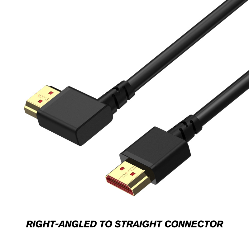 VIVIDSTORM 4K/8K HDMI 2.1 Cable – 90° Angled Connector (4-Way Bend, Reversible Edge) for TV/Projector