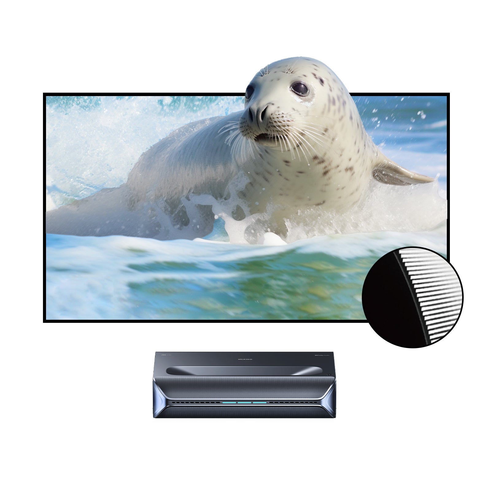 BUNDLE NexiGo Aurora Pro MKII UST Tri-Color Laser Projector & VIVIDSTORM CineVision Pro Fixed Frame UST ALR Projector Screen