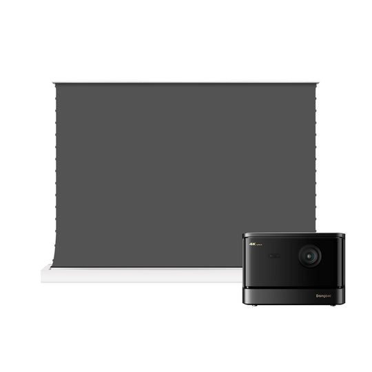 BUNDLE Dangbei DBOX02 (Mars pro2) 4K Laser Projector & VIVIDSTORM S ALR Motorized Tension Floor Rising Obsidian Long Throw ALR Projector screen