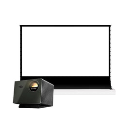 BUNDLE Valerion VisionMaster Max Projector & VIVIDSTORM S White Cinema Motorized Tension Floor Rising Projector Screen