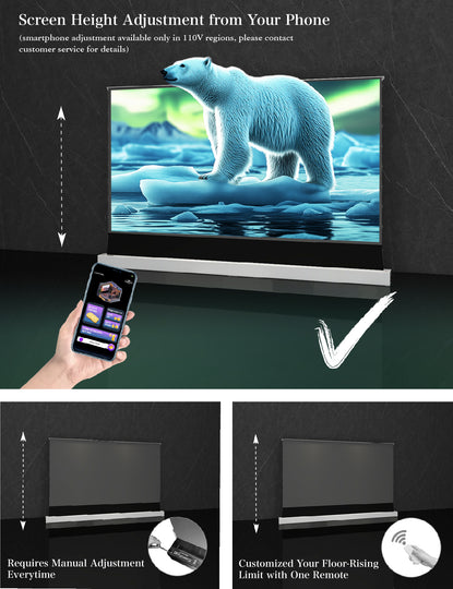 VIVIDSTORM S Lite Hyper Motorized Tension Floor Rising Lenticular ALR Projector Screen