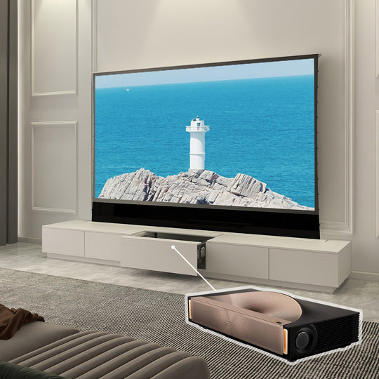 VIVIDSTORM Bundle-Projector&Screen&Motorised Laser TV Cabinet Monte Carlo