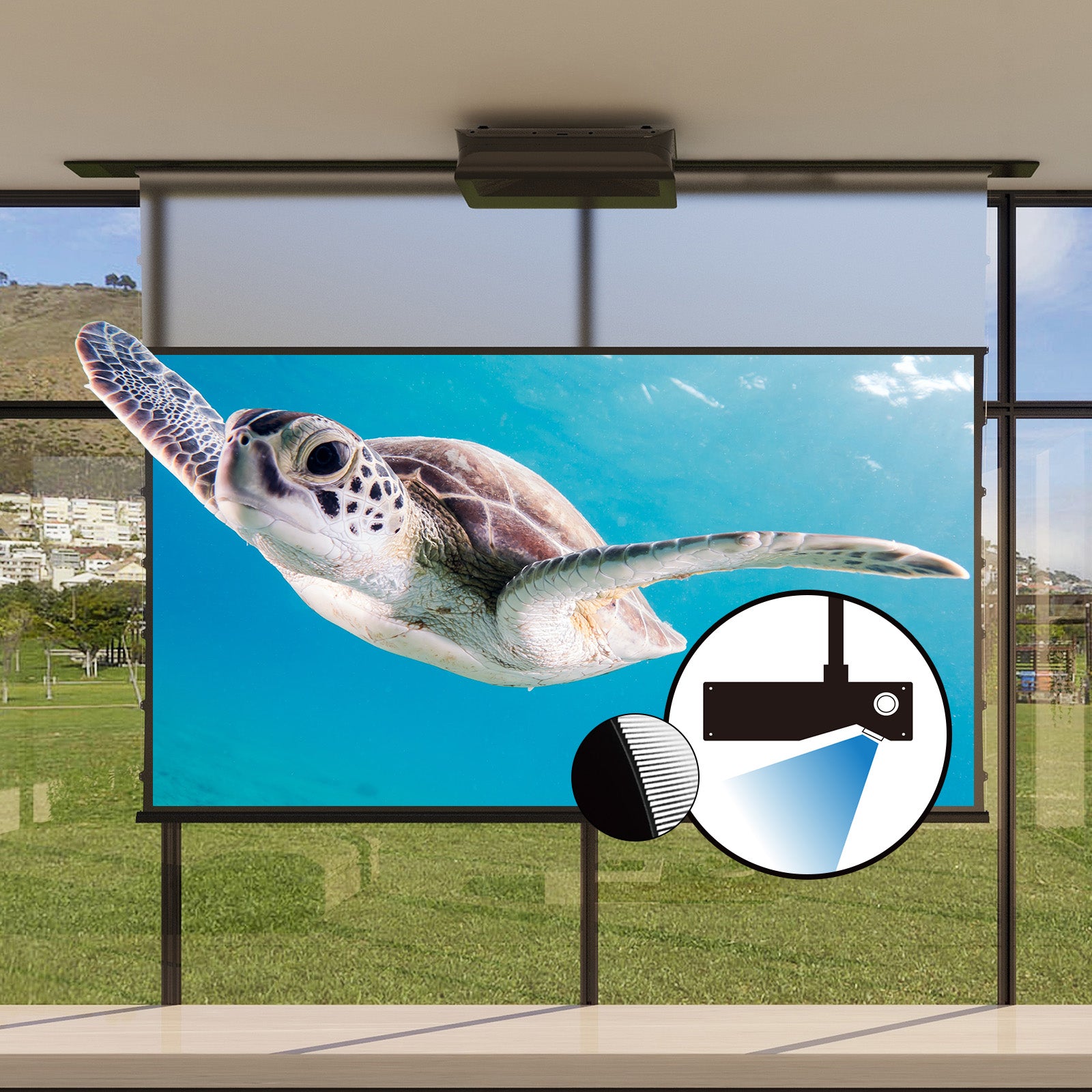 VIVIDSTORM PHANTOM Recessed In-Ceiling Motorized Tension UST ALR Projector screen