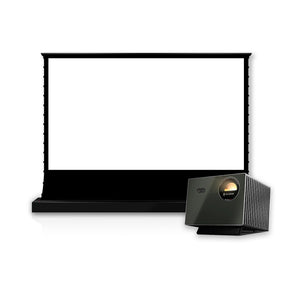 BUNDLE Valerion VisionMaster Pro 2 Projector & VIVIDSTORM S White Cinema Motorized Tension Floor Rising Projector Screen