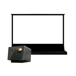 BUNDLE Valerion VisionMaster Max Projector & VIVIDSTORM S White Cinema Motorized Tension Floor Rising Projector Screen
