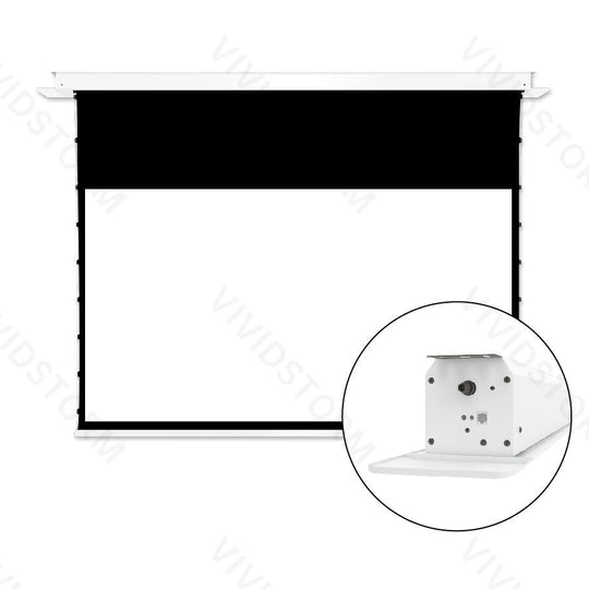 VIVIDSTORM PHANTOM Recessed In-Ceiling Motorized Tension White Cinema Projector screen - VIVIDSTORM