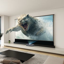 NexiGo Aurora Pro MKII UST Tri-Color Laser Projector & VIVIDSTORM S PRO Motorized Tension Floor Rising UST ALR Projector Screen