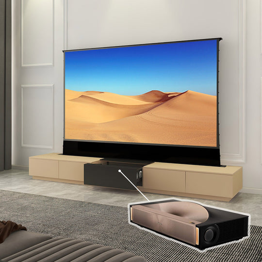 VIVIDSTORM Bundle-Projector&Screen&Motorised Laser TV Cabinet Monte Carlo