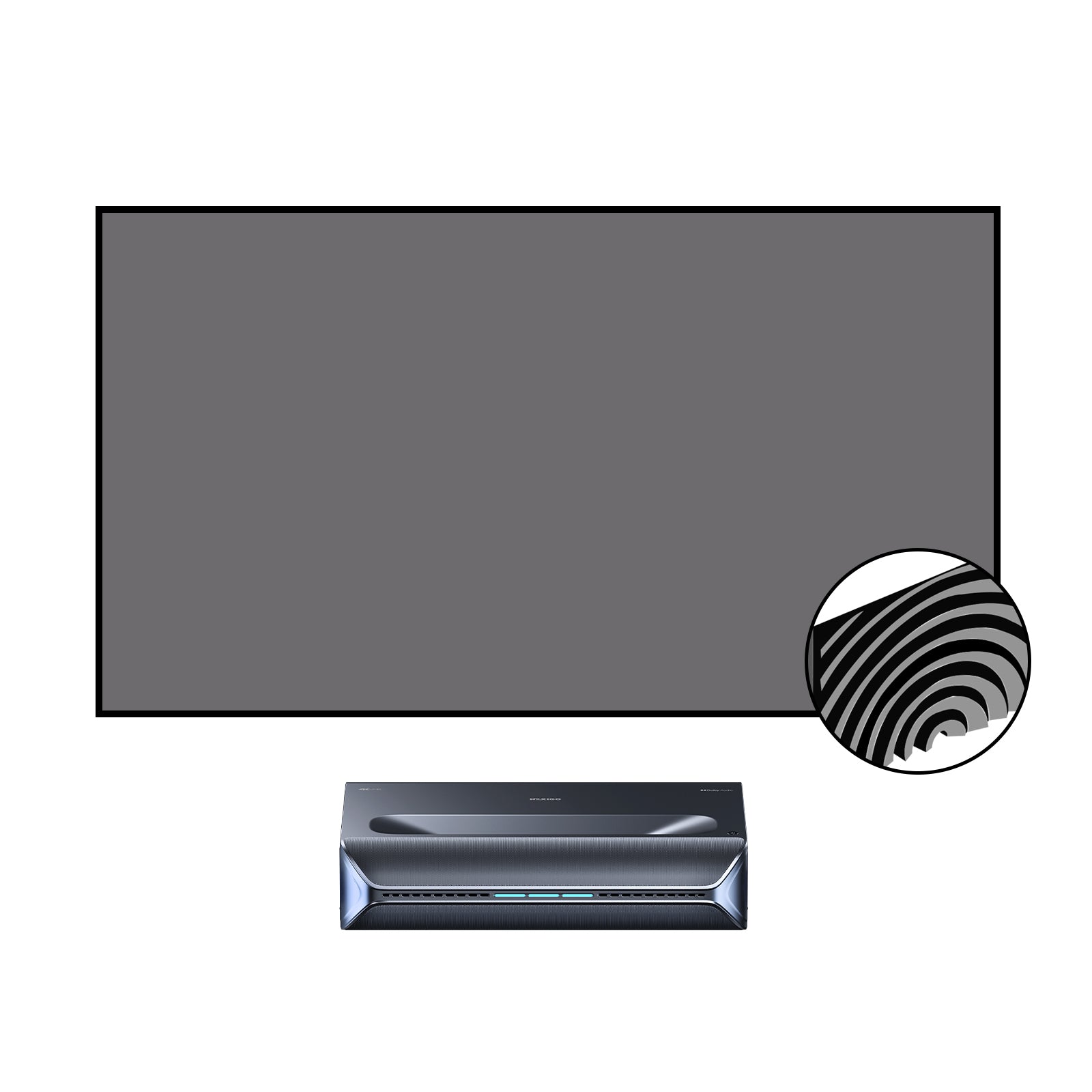 BUNDLE NexiGo Aurora Pro MKII UST Tri-Color Laser Projector & VIVIDSTORM CineVision Pro Fixed Frame Fresnel UST ALR Projector Screen