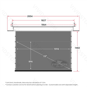 Écran de projection motorisé à longue portée VIVIDSTORM PHANTOM, encastrable au plafond, tension Obsidian ALR