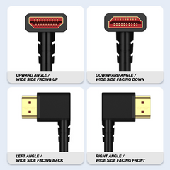 كابل HDMI 2.1 بدقة 4K/8K من VIVIDSTORM - موصل بزاوية 90 درجة (انحناء في 4 اتجاهات، حافة قابلة للعكس) للتلفزيون/جهاز العرض