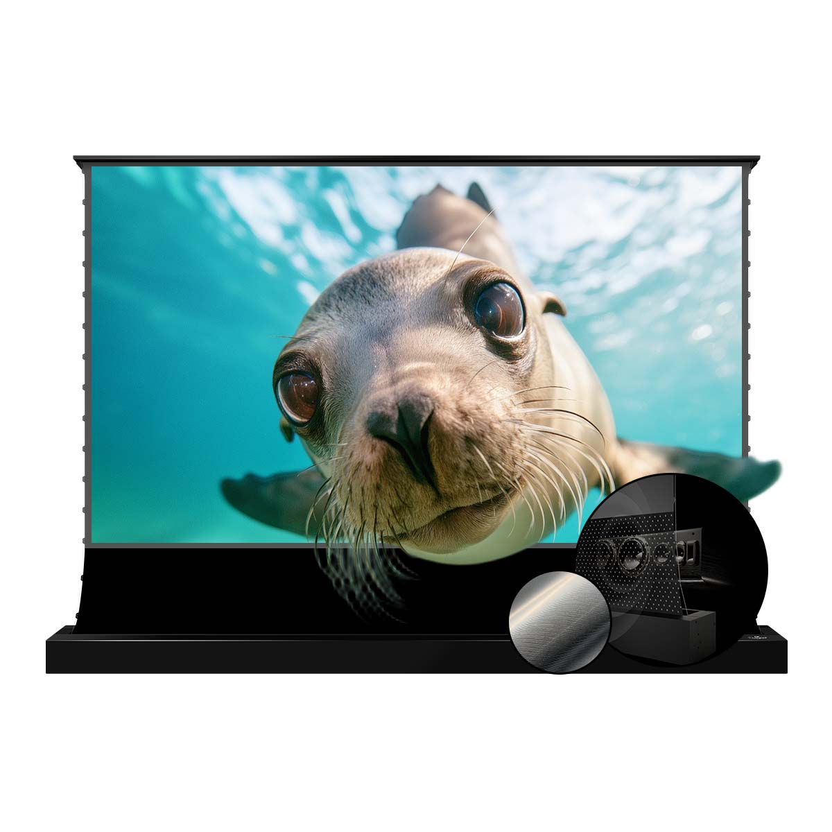 Duty-Free Clearance 30%-50% OFF |Ships from Arizona Warehouse | VIVIDSTORM S PRO P Motorized Tension Floor Rising UST ALR Perforated Projector screen– Classic Version | US Exclusive