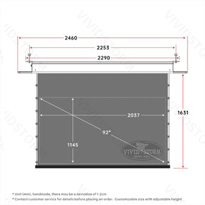 Écran de projection motorisé à longue portée VIVIDSTORM PHANTOM, encastrable au plafond, tension Obsidian ALR