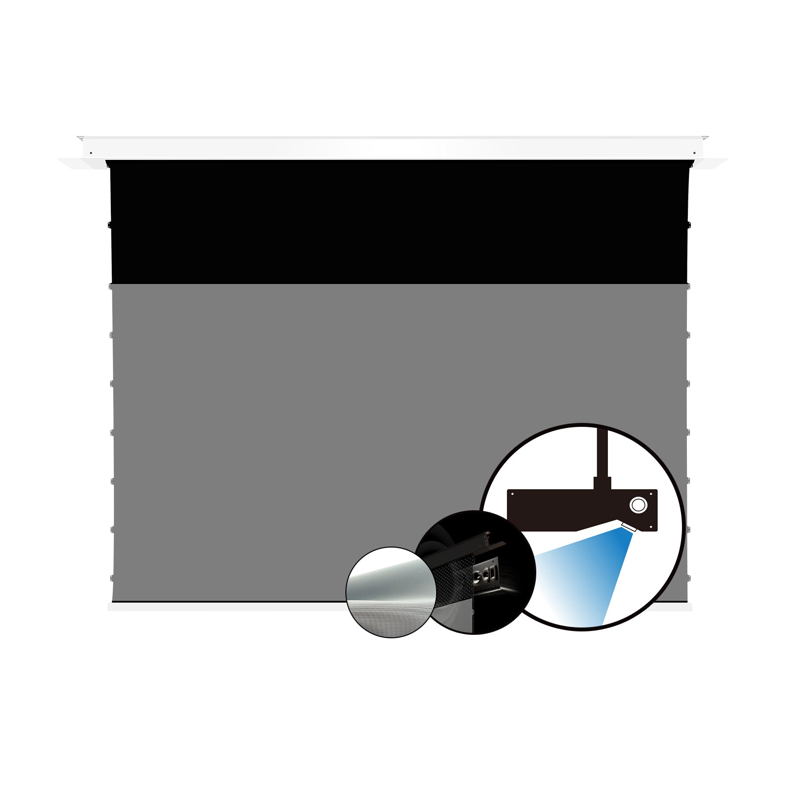 VIVIDSTORM Lite Hyper PHANTOM Recessed In-Ceiling Motorized Tension Lenticular ALR Projector Screen