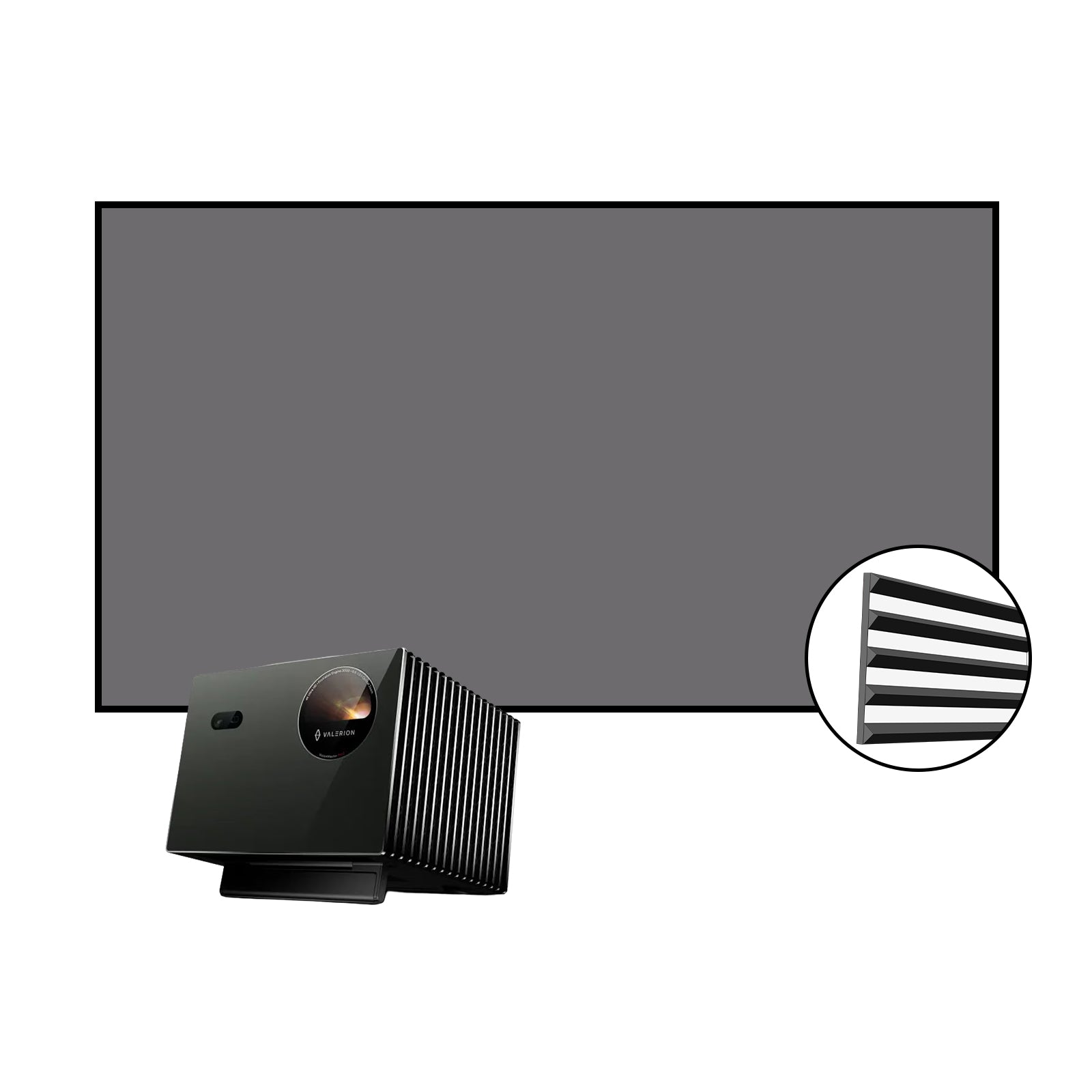 Valerion VisionMaster Max/ PRO 2 projector & VIVIDSTORM Fusion ALR Fixed Frame Enhanced Long Throw ALR Projector Screen