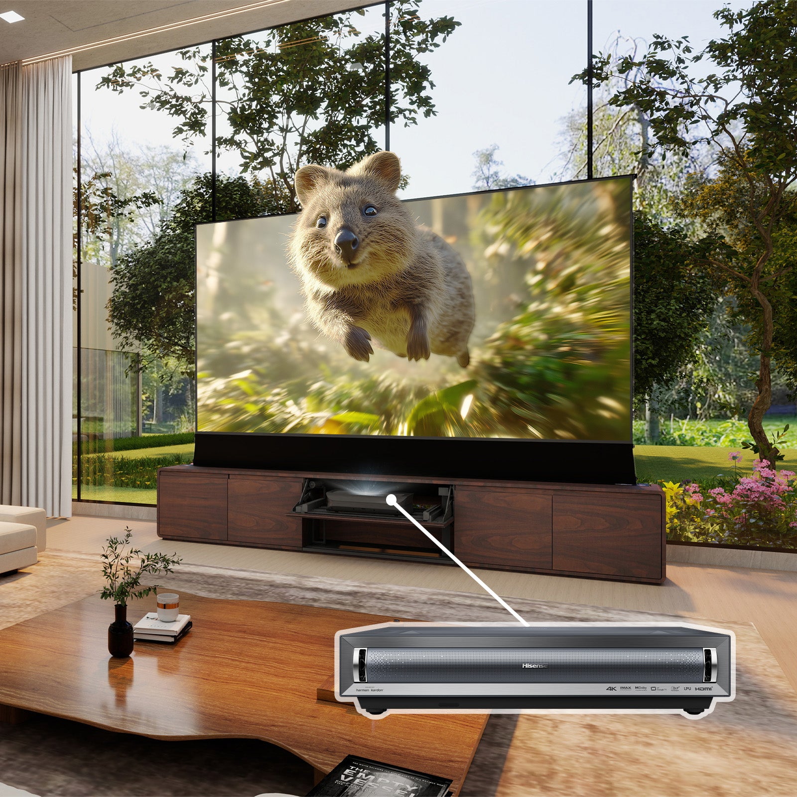 VIVIDSTORM Bundle-Projector&Screen&2025 New VIVIDSTORM Motorised Laser TV Cabinet Vienna