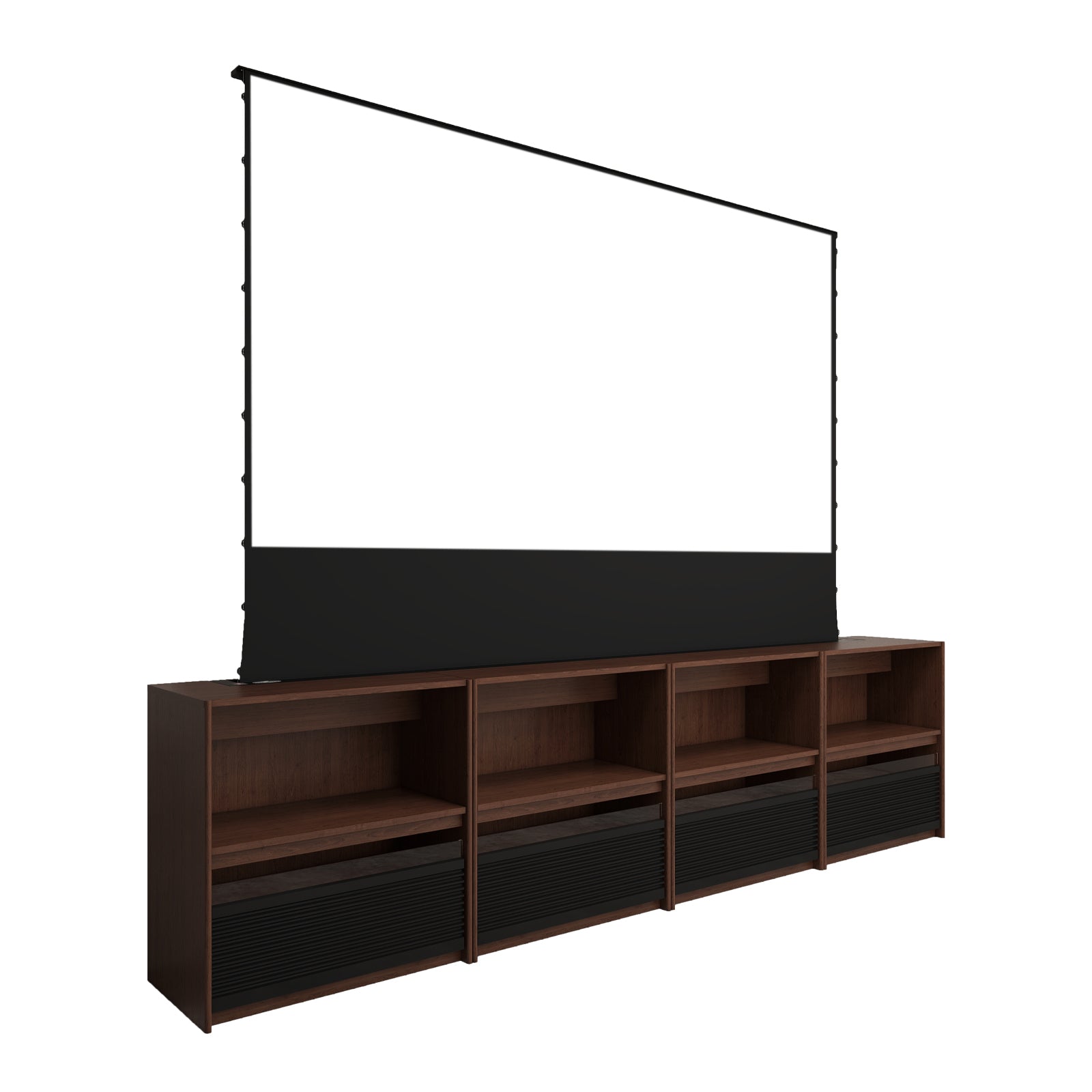 Bundle VIVIDSTORM Nexus Motorized Projector Screen Integrated Shelving Unit & S White Cinema/S ALR Motorized Tension Floor Rising Projector screen