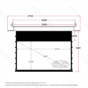 Écran de projection motorisé blanc à tension encastré au plafond VIVIDSTORM PHANTOM
